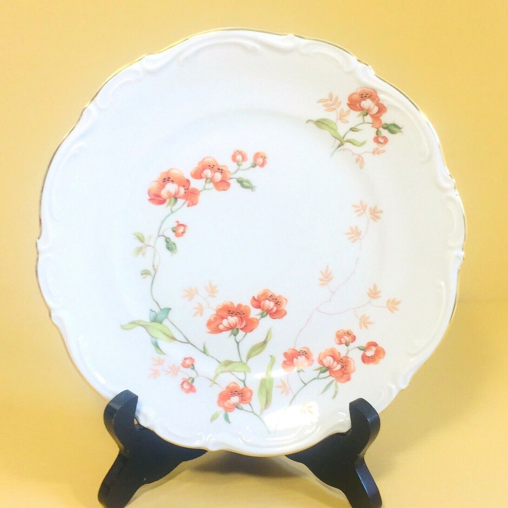 Mitterteich 7.5” White Floral Gold Trimmed Salad/Dessert Plate Bavaria Germany